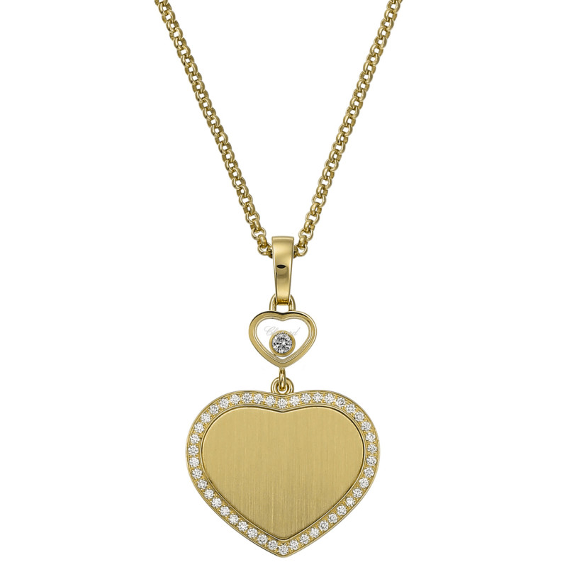 Happy hearts golden hearts pendant in yellow gold and 44 diamonds 0.19 cts 1 mobile diamonds 0.05 cts each